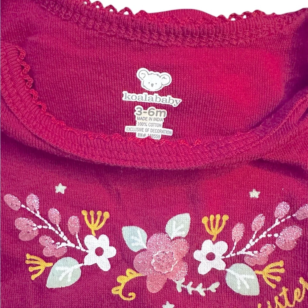 Koala Kids Cream and Red Floral Set of 3 onesie’s